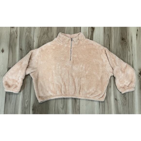 H&M Fuzzy Oversized Cropped 1/4 Zip Pullover Women’s Size 2XL - Picture 1 of 5